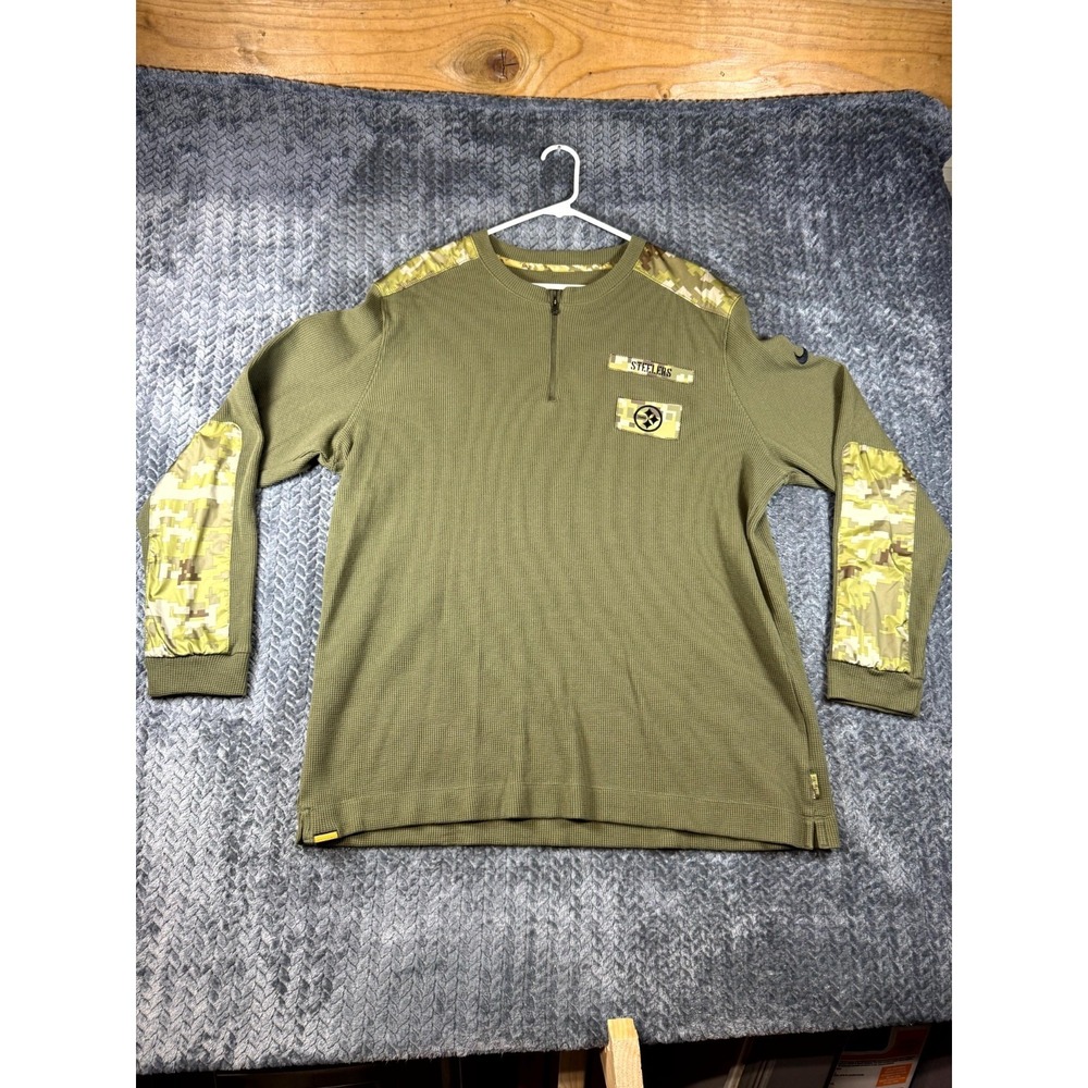 Nike NFL Pittsburgh Steelers Thermal Top Mens 2XL Olive Onfield Apparel 1/4 Zip